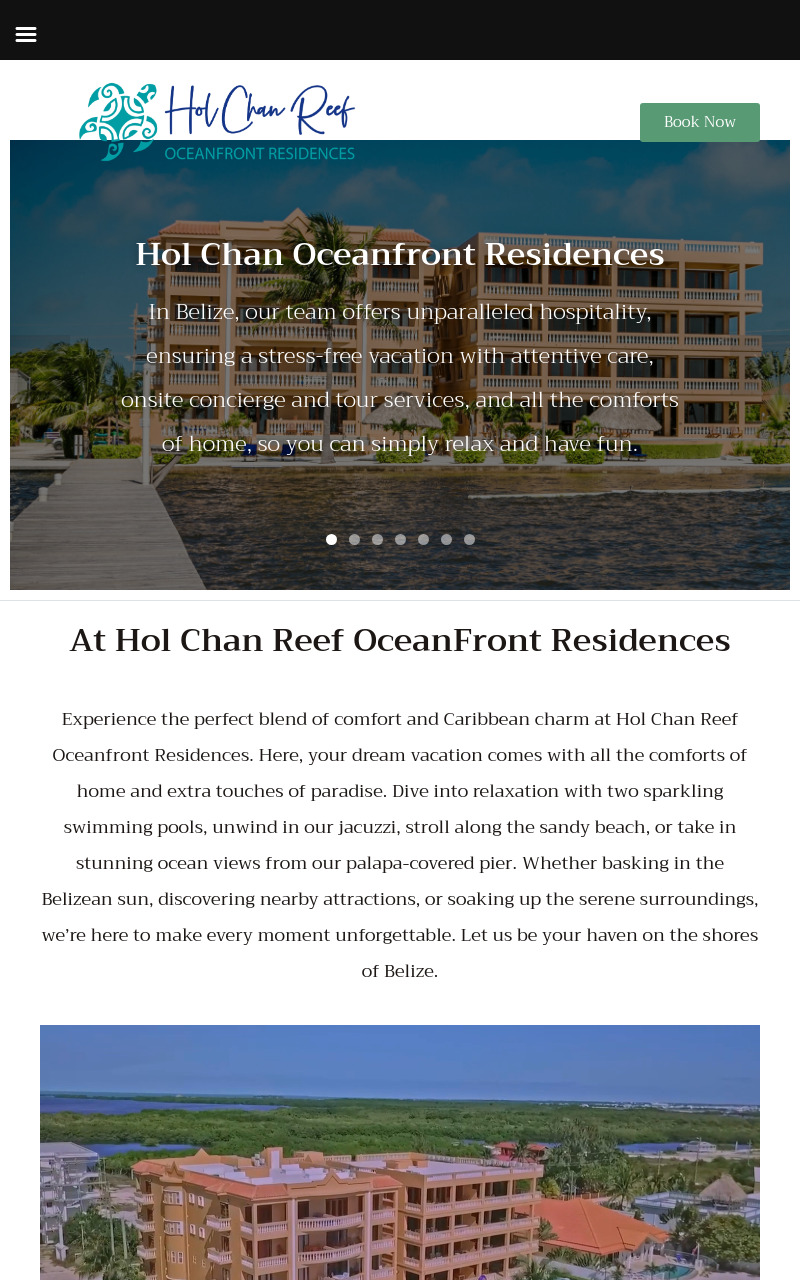 Hol Chan Oceanfront Residences website screenshot