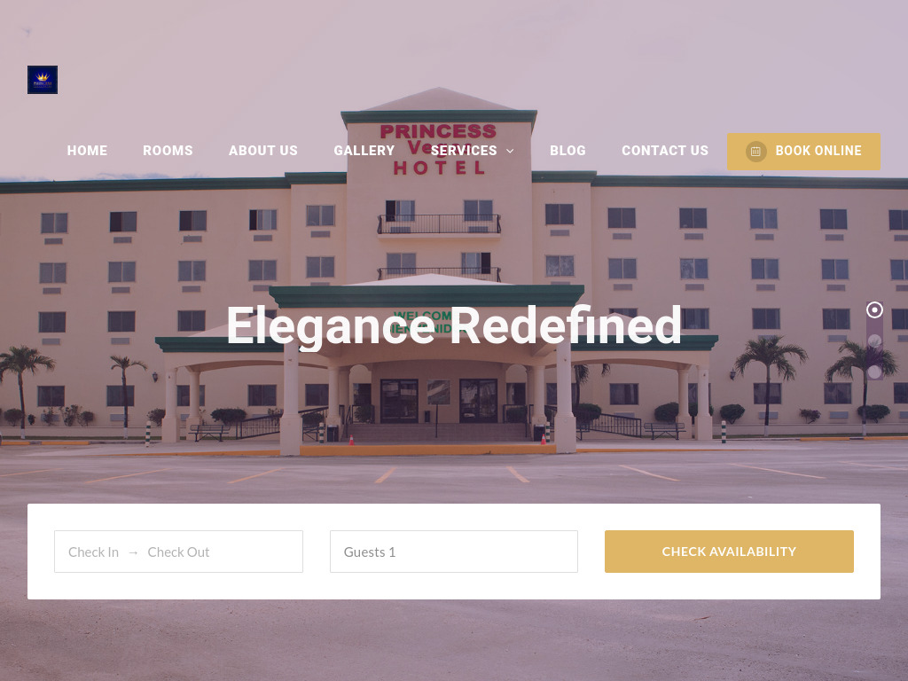 Princess Vegas Hotel website screenshot