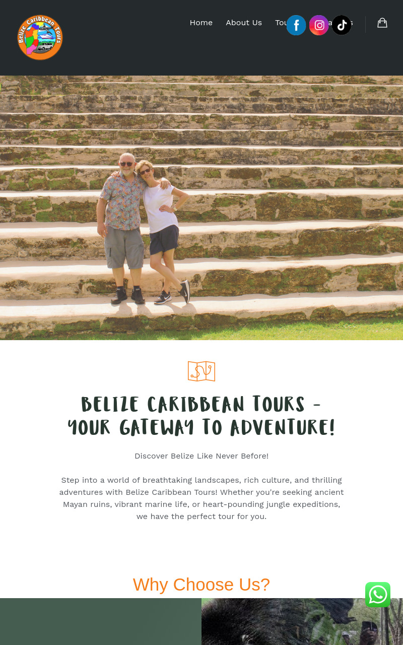 Belize Caribbean Tour website screenshot