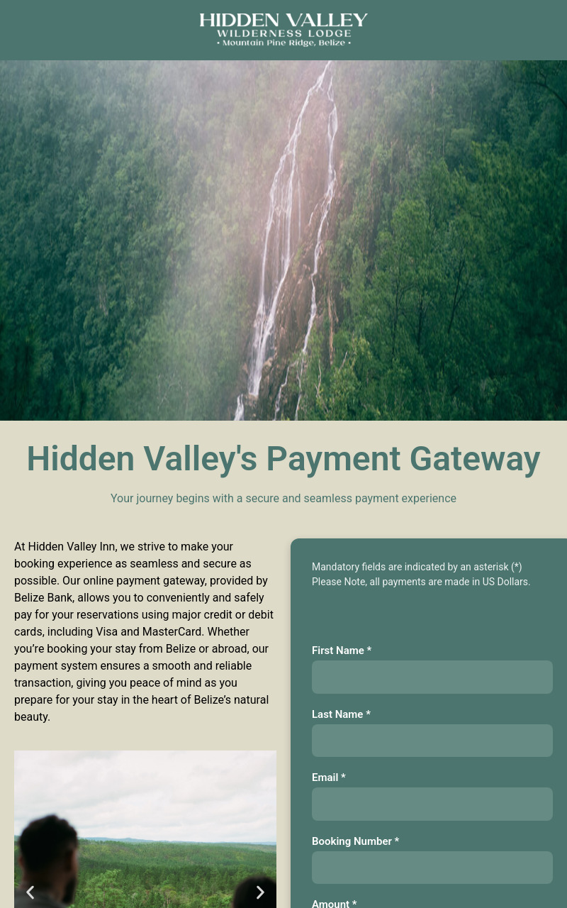 Hidden Valley Payment Gateway website screenshot