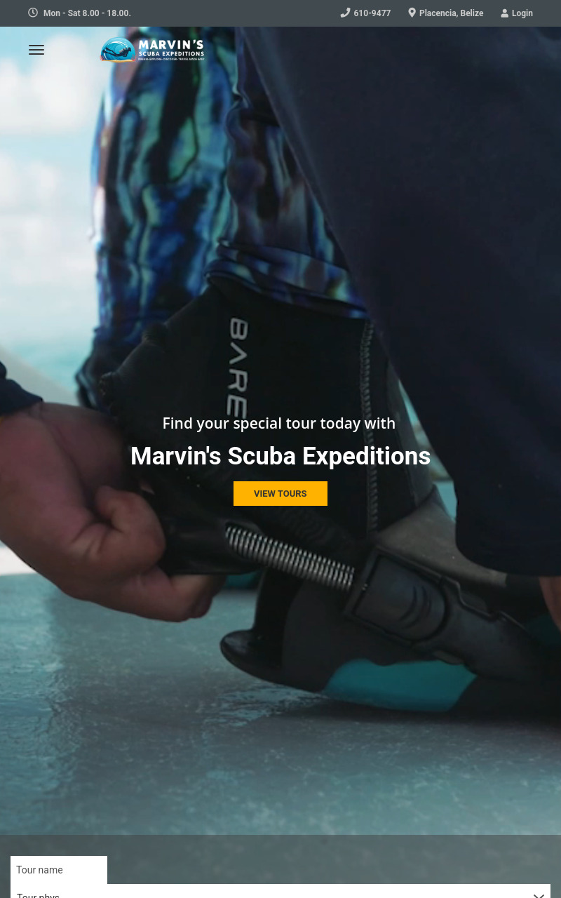 Marvin's Scuba Expeditions website screenshot