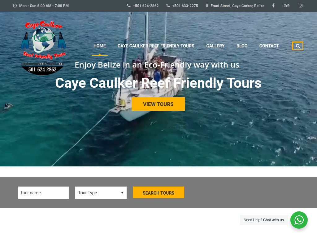Caye Caulker Reef Friendly Tours website screenshot